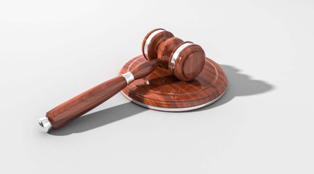 wooden gavel on white background