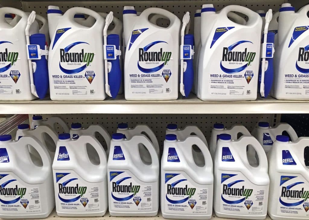 Roundup weedkiller on shelf