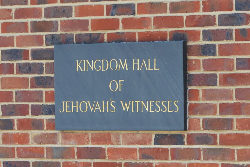 Sign on Jehovah's Witness Kindom Hall - Jehovah's Witness sexual abuse lawsuits