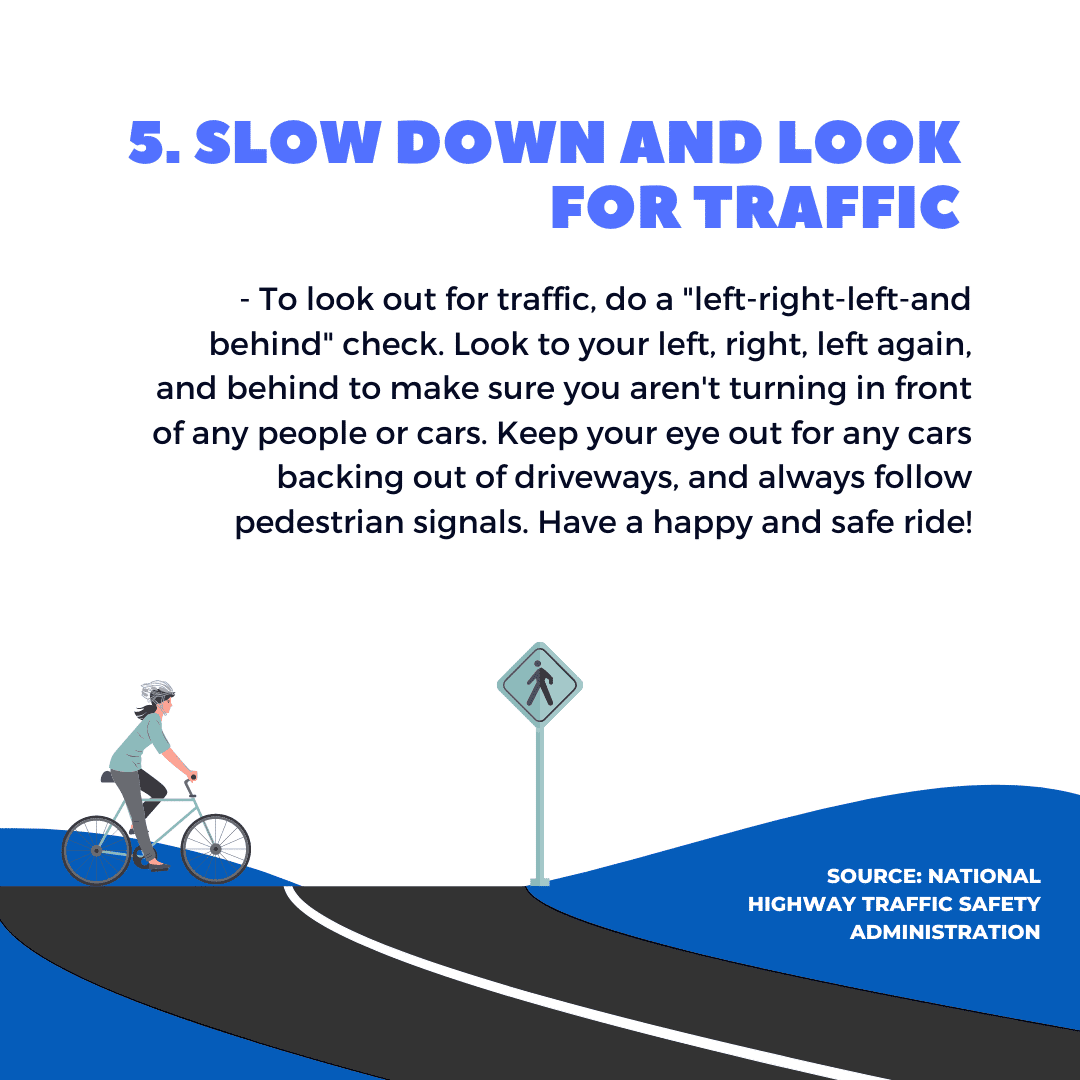 Slow down and look for traffic - riding a bike on the sidewalk