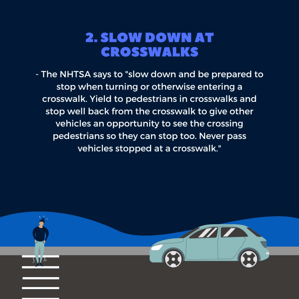 man crossing at a crosswalk by a car graphic