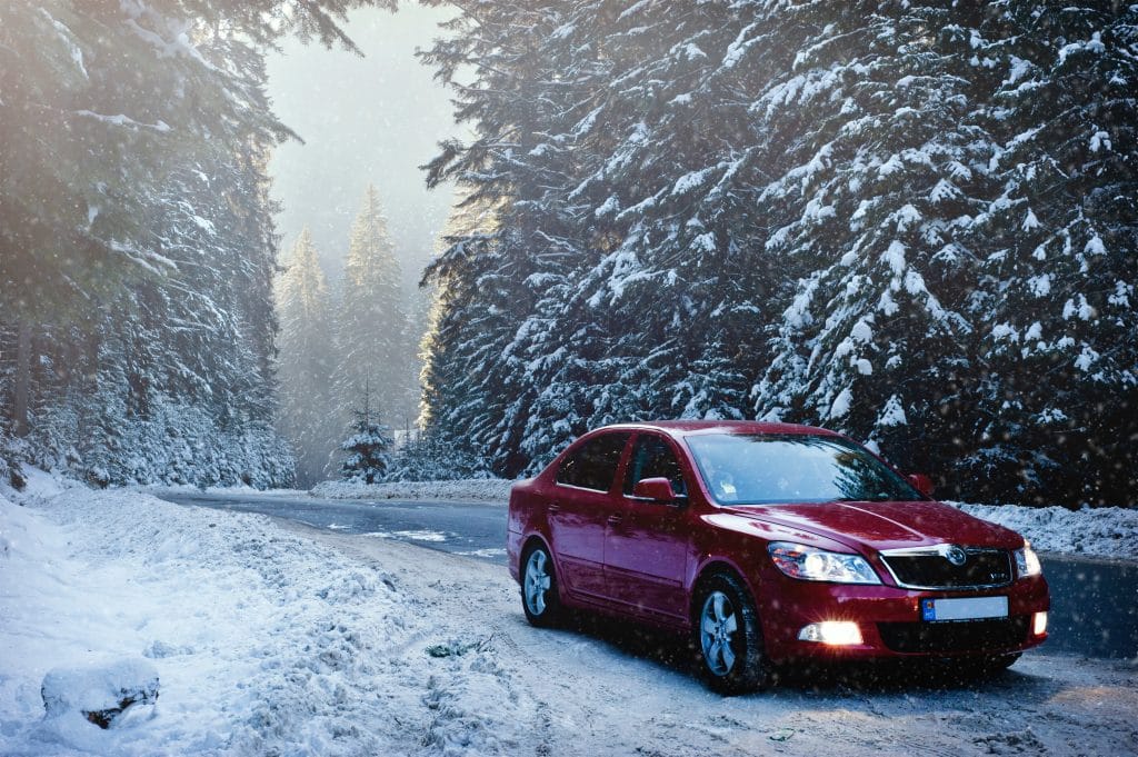 Car driving in the winter